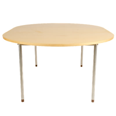 Minimal Birch and Metal Dining Table by Hans J. Wegner for PP Mobler, 1965 - WYETH
