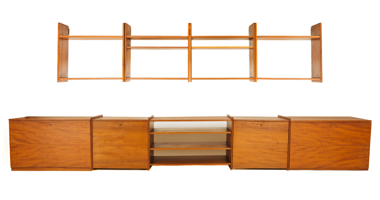 Minimalist Teak Wall Mount Cabinet Collection by Ejner Larsen & Aksel Bender Madsen for Willy Beck