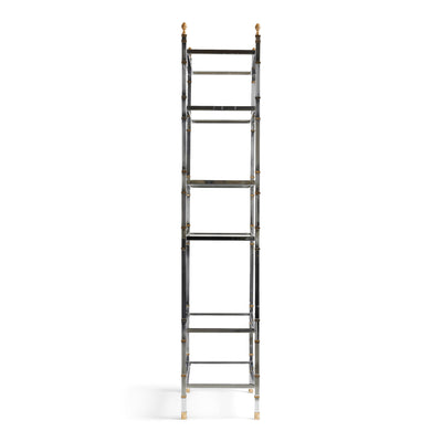 A Glamorous Chrome and Bronze Bookshelf /Étagère (pair available) from France, 1970s - WYETH