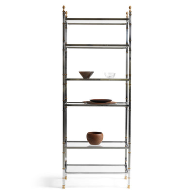 A Glamorous Chrome and Bronze Bookshelf /Étagère (pair available) from France, 1970s - WYETH