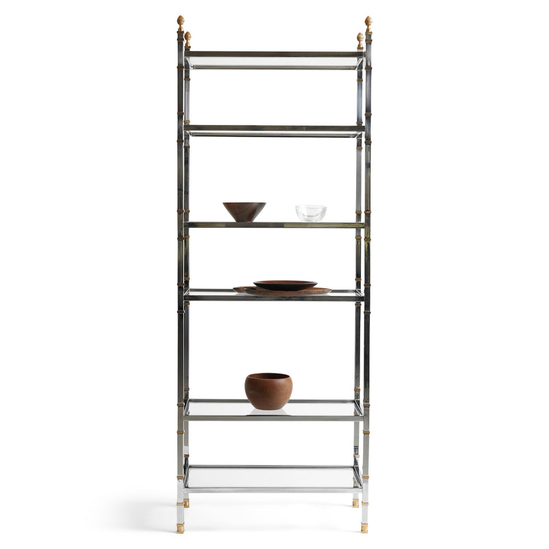 A Glamorous Chrome and Bronze Bookshelf /Étagère (pair available) from France, 1970s - WYETH
