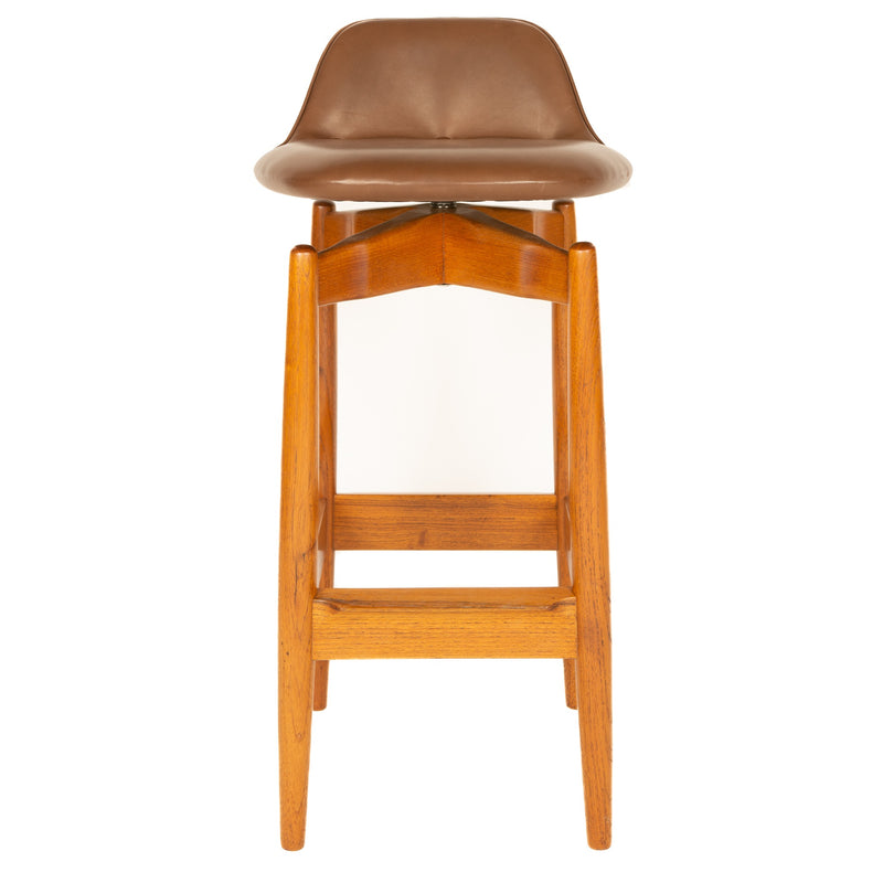 Brown Leather Bar Stool by Arne Vodder for Sibast Furniture, 1960s - WYETH