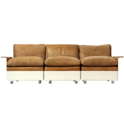 Sectional Fiberglass and Leather Three Seat Sofa In the Style of Dieter Rams - WYETH