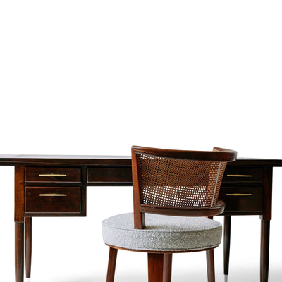 Round Swivel Chair with Cane Back by Edward Wormley for Dunbar