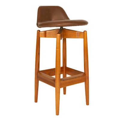 Brown Leather Bar Stool by Arne Vodder for Sibast Furniture, 1960s - WYETH