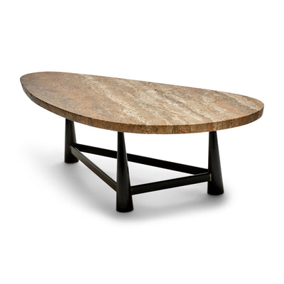 Travertine Biomorphic Top Cocktail Table Model 5218 by Edward Wormley for Dunbar, 1952