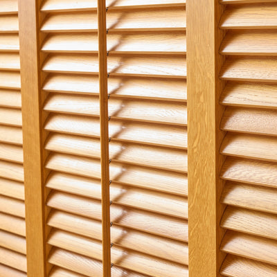 Set of Four Solid Oak Louvered Panels by Warren Platner, 1980s