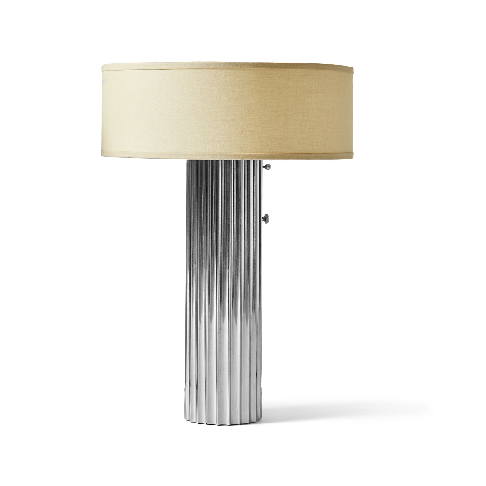 Corrugated Column Nickel On Brass Table Lamp by Walter Von Nessen for Nessen Studios