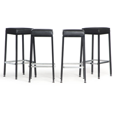 Rare and Original 1960s production bar stool in enameled steel and brushed chrome steel with the vintage naugahyde upholstered seats, Knoll Associates Design and Manufacture. by Knoll, 1960 - WYETH