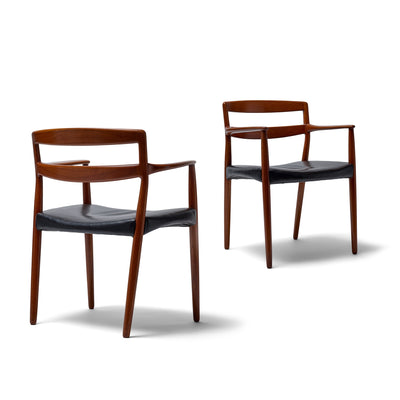 Teak and Leather Arm Chair by Ejner Larsen & Aksel Bender Madsen for Willy Beck