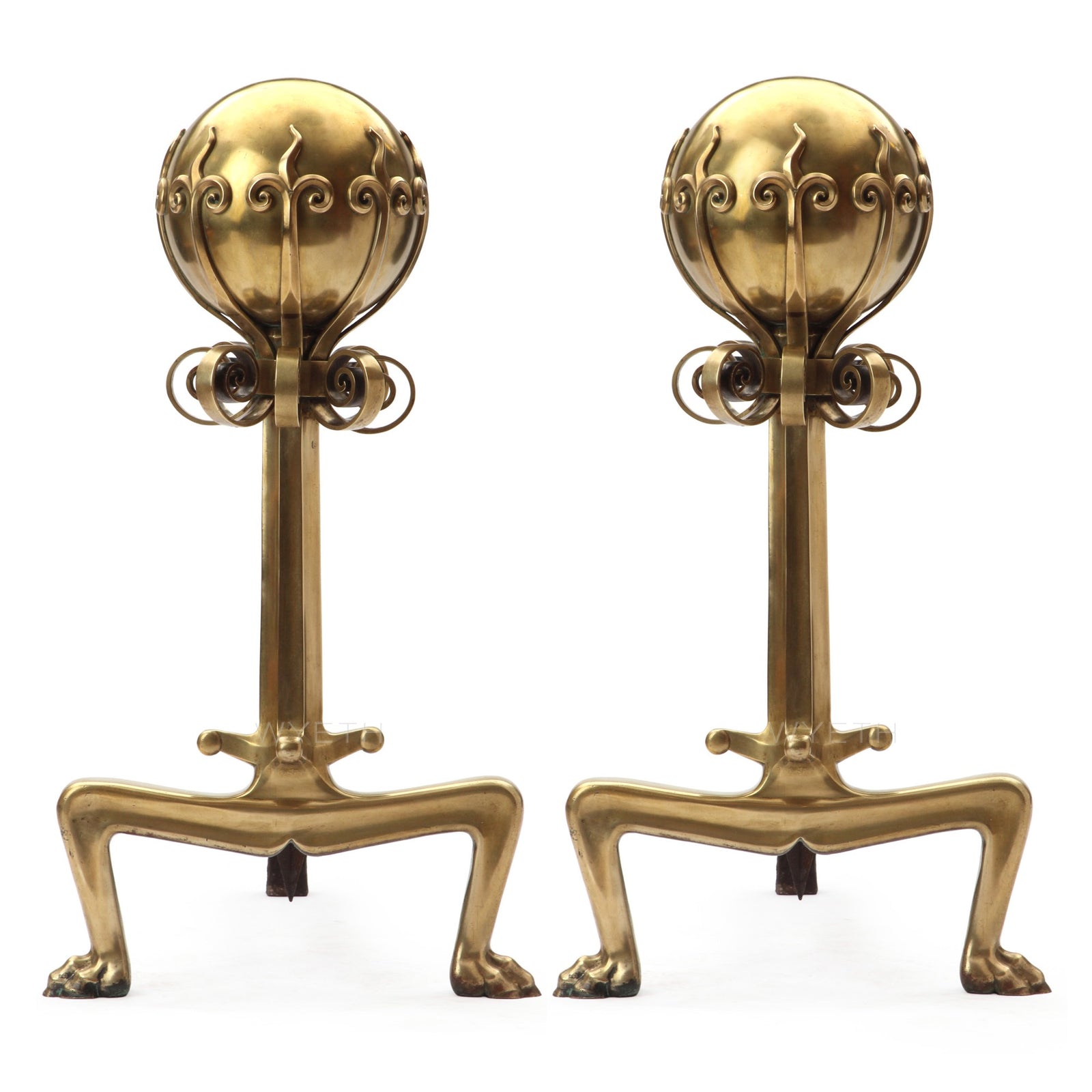 Massive Elegant Andirons from USA - WYETH