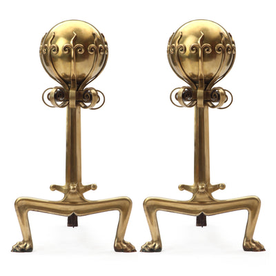 Massive Elegant Andirons from USA - WYETH