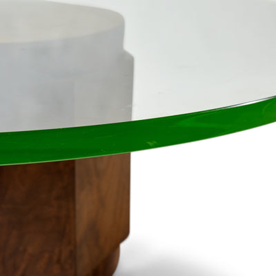 Faceted Column 1" Thick Glass Low Coffee Table by Edward Wormley for Dunbar