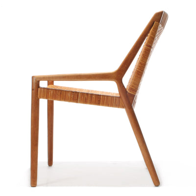 Oak and Cane Lounge Chair by Ejner Larsen & Aksel Bender Madsen for Willy Beck - WYETH
