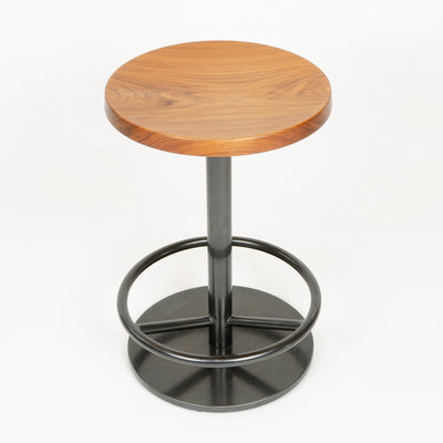 Swivel Counter Stool with Turned Seat in Walnut and Blackened Steel by WYETH, Made to Order - WYETH