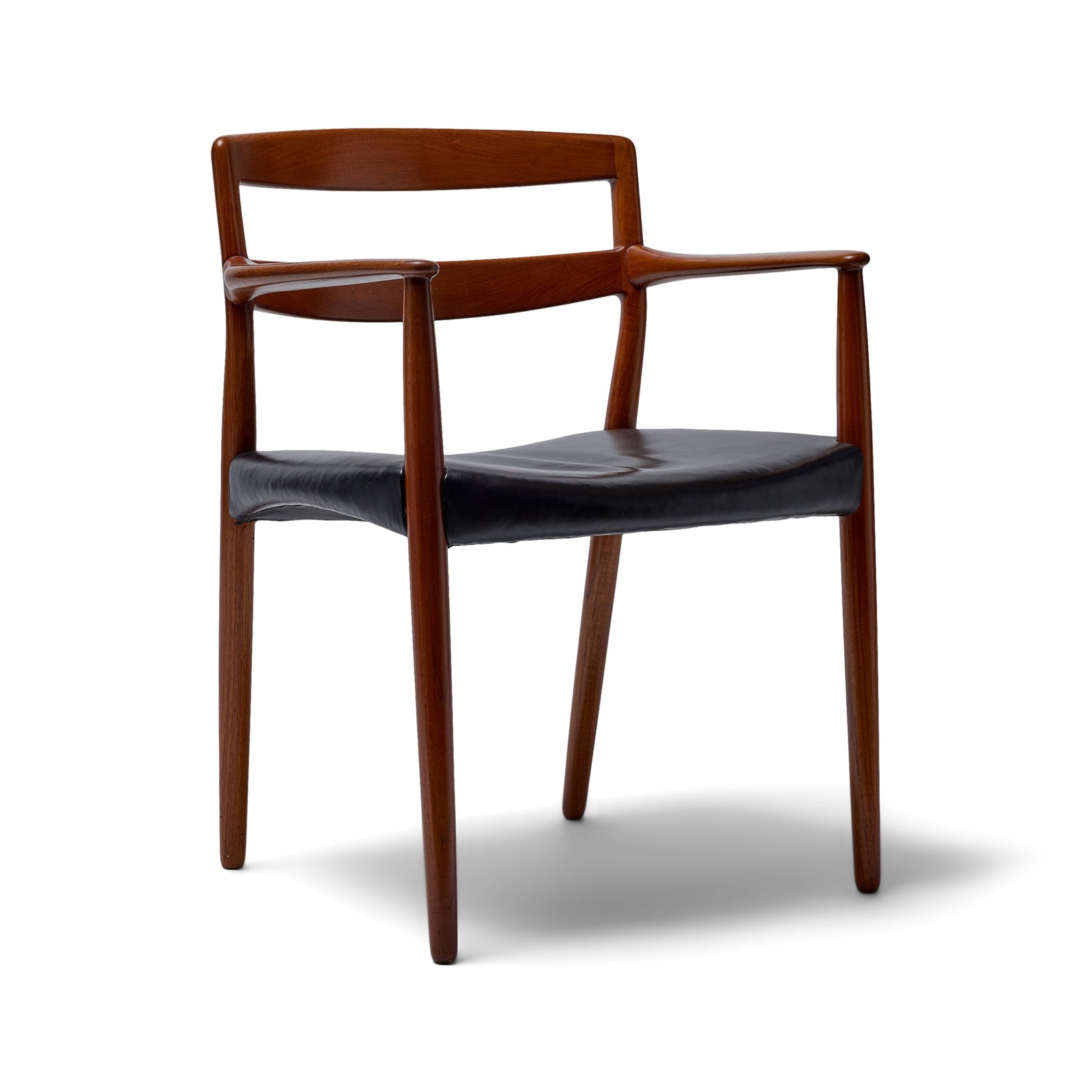 Teak and Leather Arm Chair by Ejner Larsen & Aksel Bender Madsen for Willy Beck