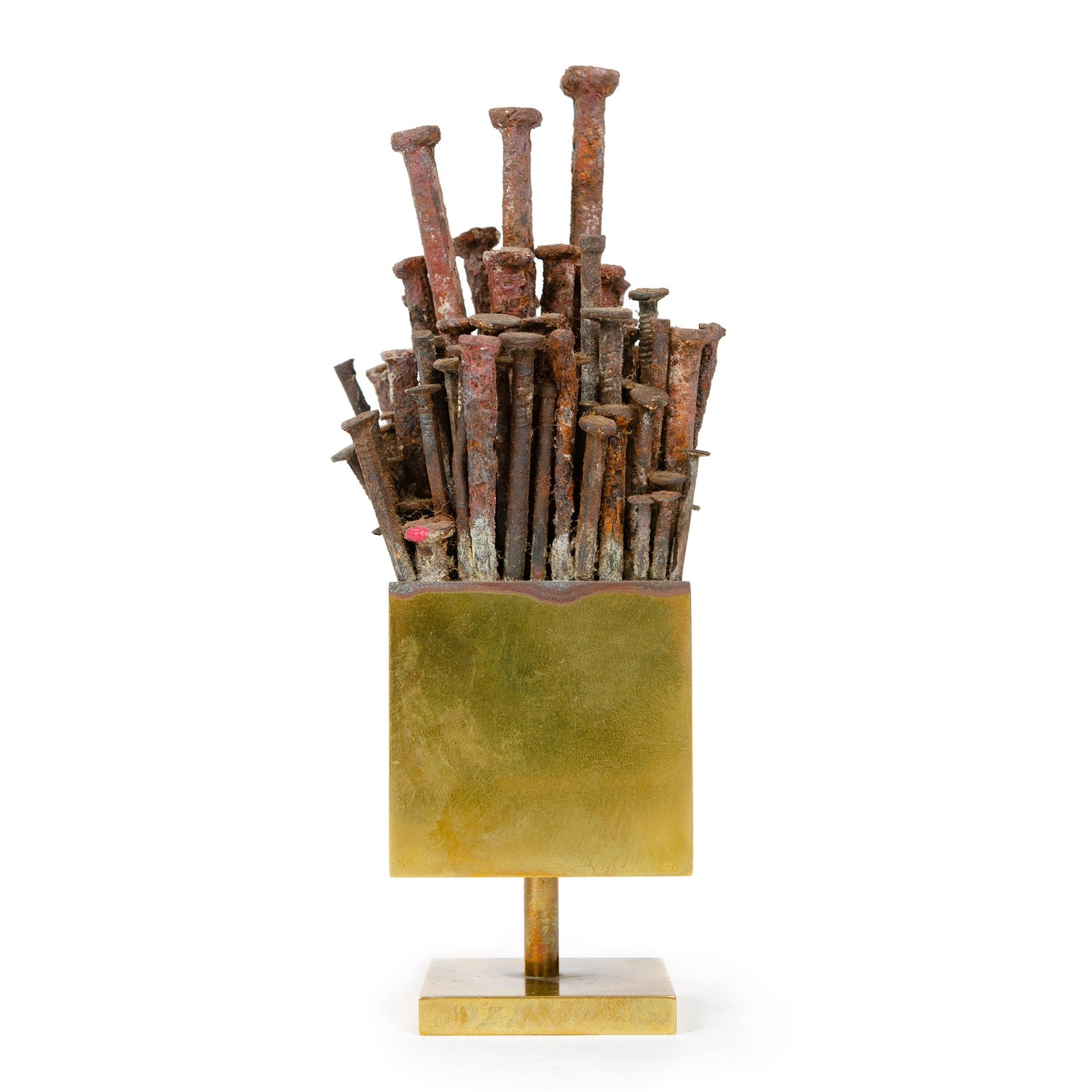 Steel Nail Sculpture in Bronze Box from USA