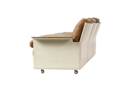 Sectional Fiberglass and Leather Three Seat Sofa In the Style of Dieter Rams - WYETH