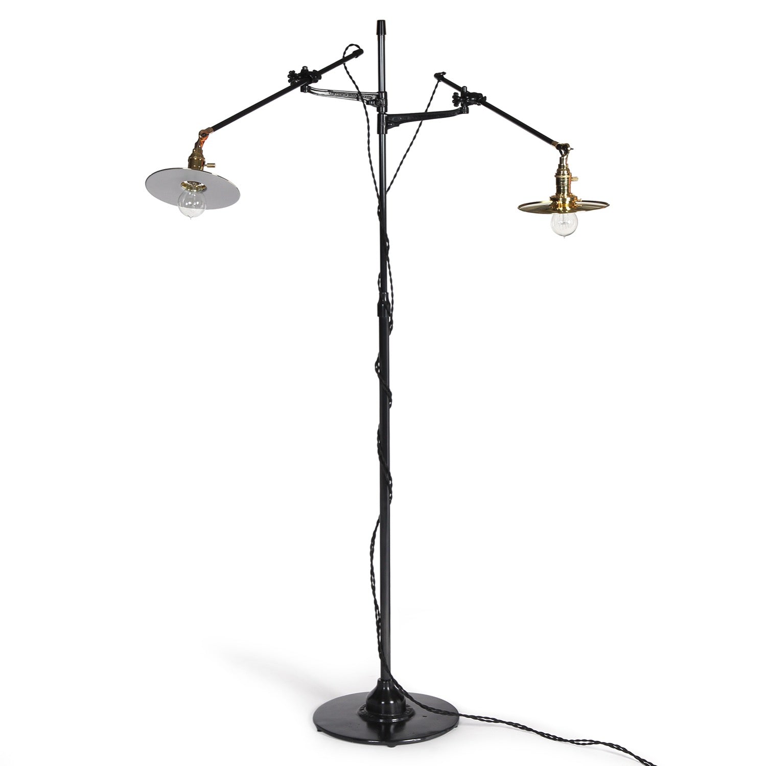 Adjustable 2 Arm O.C. White Floor Lamp Customized by O.C. White for O.C. White Co., 1900s