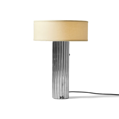Corrugated Column Nickel On Brass Table Lamp by Walter Von Nessen for Nessen Studios