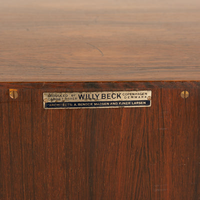 Finely Made Rosewood Cabinet with Tambour Doors by Ejner Larsen & Aksel Bender Madsen for Willy Beck, 1950s - WYETH