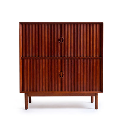 Two Level Double Tambour Door Cabinet by Peter Hvidt & Orla Mölgaard-Nielsen for Soborg Mobelfabrik - WYETH