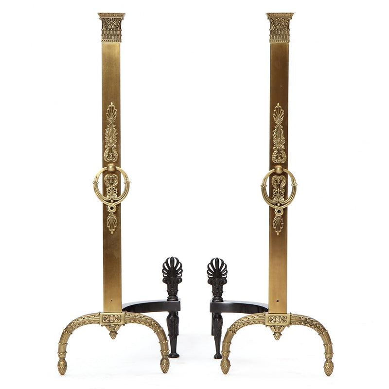 Bronze Classical Modern Fireplace Andirons from USA, 1950s