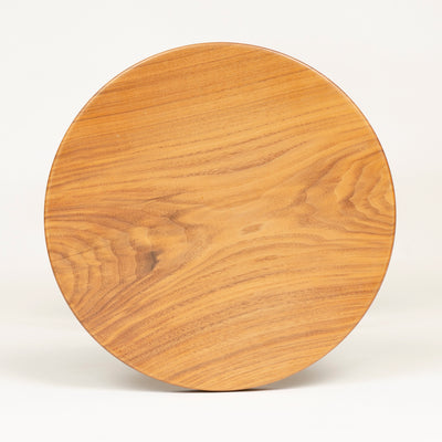 Swivel Counter Stool with Turned Seat in Walnut and Blackened Steel by WYETH, Made to Order - WYETH