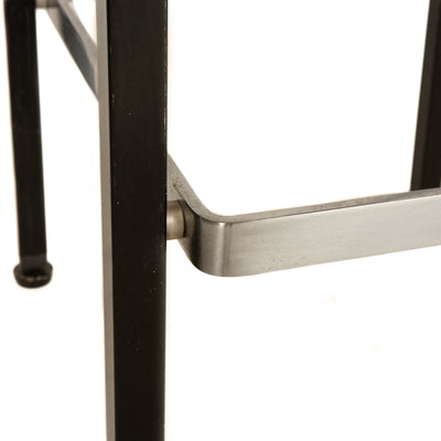 Rare and Original 1960s production bar stool in enameled steel and brushed chrome steel with the vintage naugahyde upholstered seats, Knoll Associates Design and Manufacture. by Knoll, 1960 - WYETH