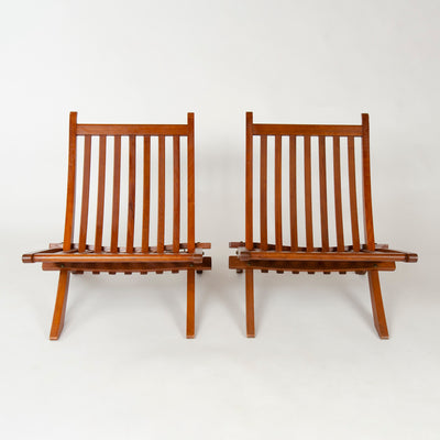 Rare Slatted Seat Folding Lounge Chair by Hans J. Wegner for Johannes Hansen