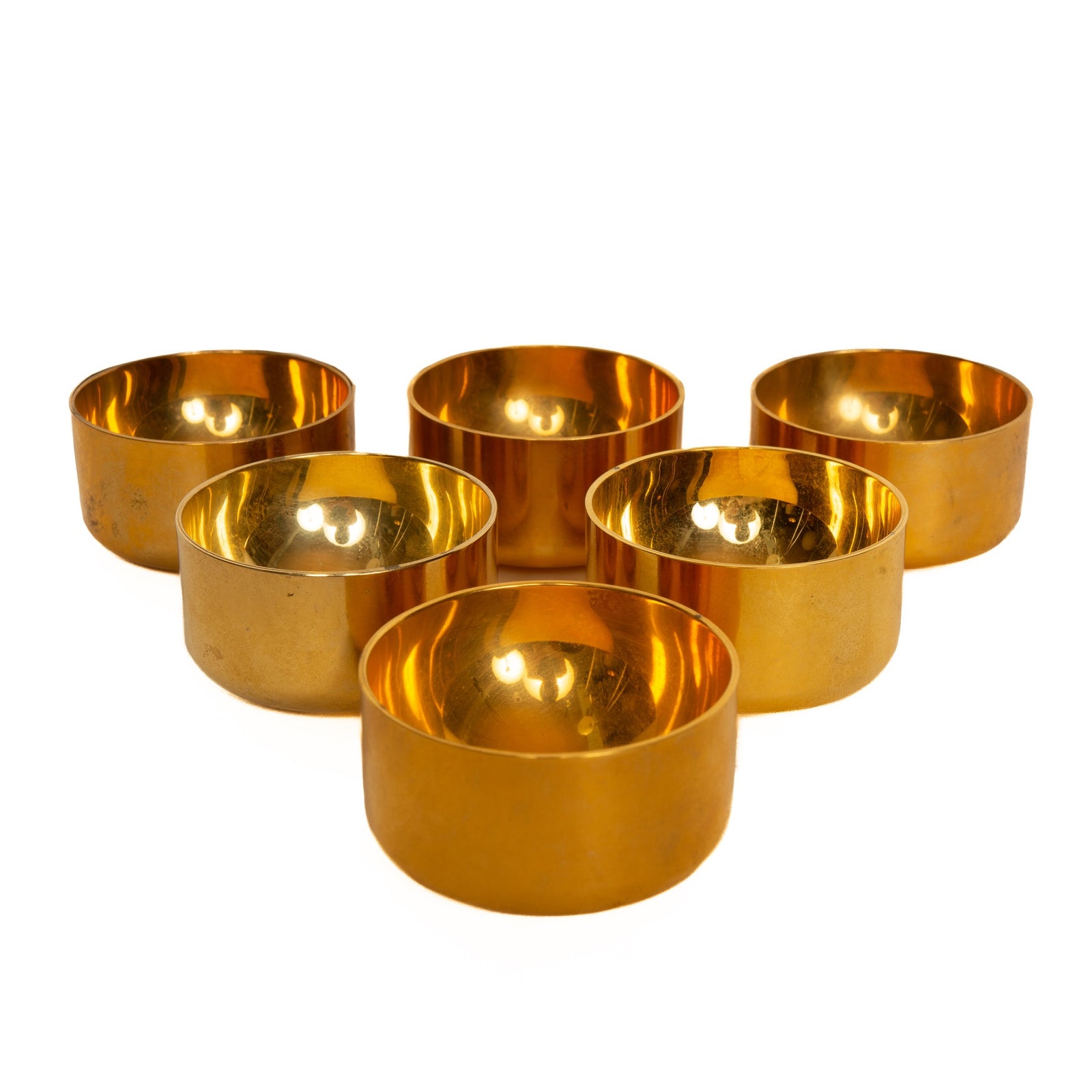 Polished Brass Sake Bowls by Pierre Forssell for Skultuna, 1960's
