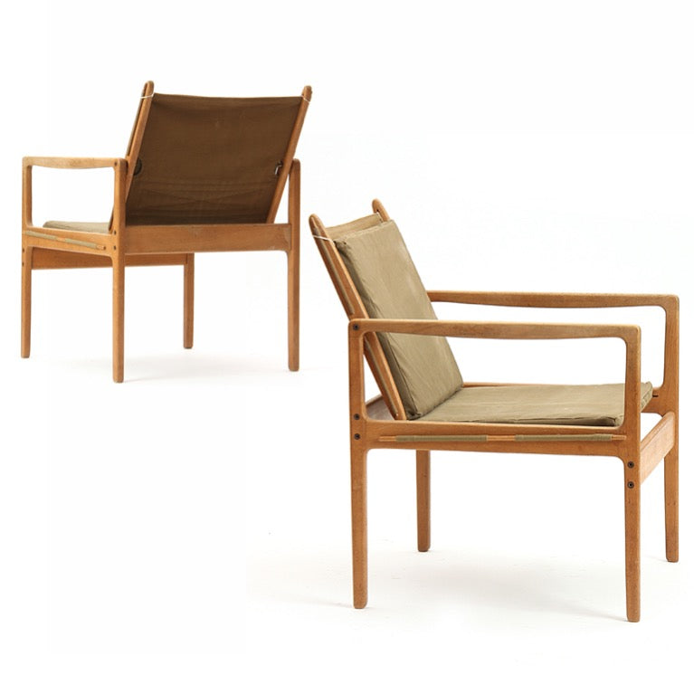An Oak and Canvas Safari Chair by Ole Wanscher for PJ Furniture
