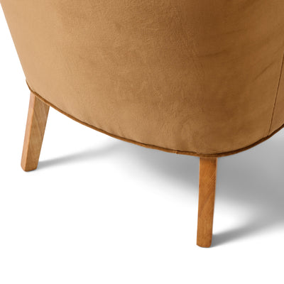 Tan Velvet Danish High Back Lounge Chair