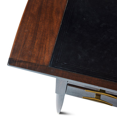 Walnut Desk with Drawers and Inset Leather Top by Edward Wormley for Dunbar, 1960s