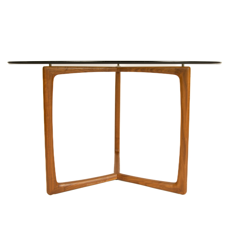 Round Glass Top Teak Center Table for Semigood Design