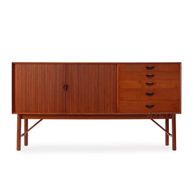 Hvidt & Molgaard-Nielsen Solid Teak Tambour Sideboard by Peter Hvidt & Orla Mölgaard-Nielsen