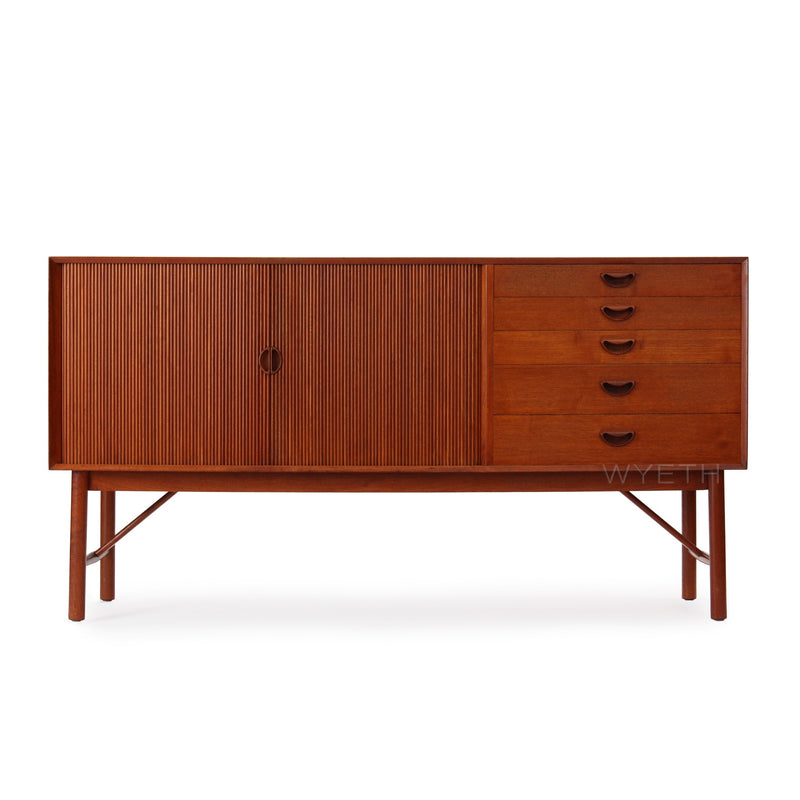 Hvidt & Molgaard-Nielsen Solid Teak Tambour Sideboard by Peter Hvidt & Orla Mölgaard-Nielsen