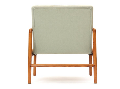 Upholstered Lounge Chair with Solid Round Ash Arms by Ward Bennett for Brickel Associates
