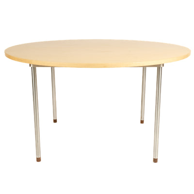 Minimal Birch and Metal Dining Table by Hans J. Wegner for PP Mobler, 1965 - WYETH