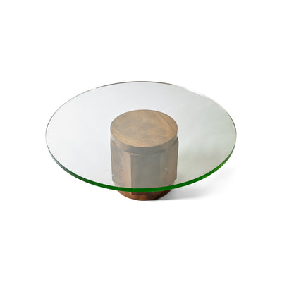 Faceted Column 1" Thick Glass Low Coffee Table by Edward Wormley for Dunbar
