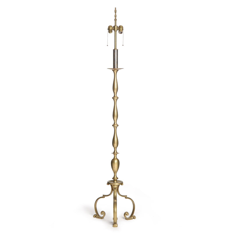 Pair of Turned and Cast Bronze Floor Lamps from USA