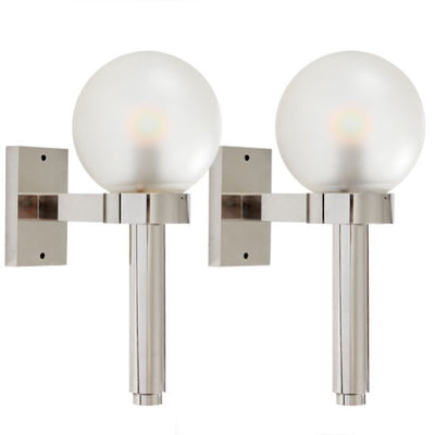 Pair of Polished Nickel Wall Lights by Angelo Lelli for Arredoluce - WYETH