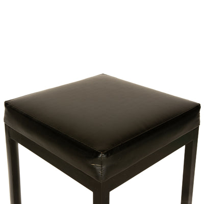 Rare and Original 1960s production bar stool in enameled steel and brushed chrome steel with the vintage naugahyde upholstered seats, Knoll Associates Design and Manufacture. by Knoll, 1960 - WYETH