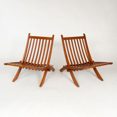 Rare Slatted Seat Folding Lounge Chair by Hans J. Wegner for Johannes Hansen