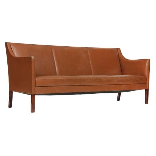 Leather Sofa by Ole Wanscher for A.J. Iversen - WYETH