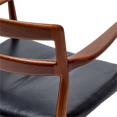 Teak and Leather Arm Chair by Ejner Larsen & Aksel Bender Madsen for Willy Beck