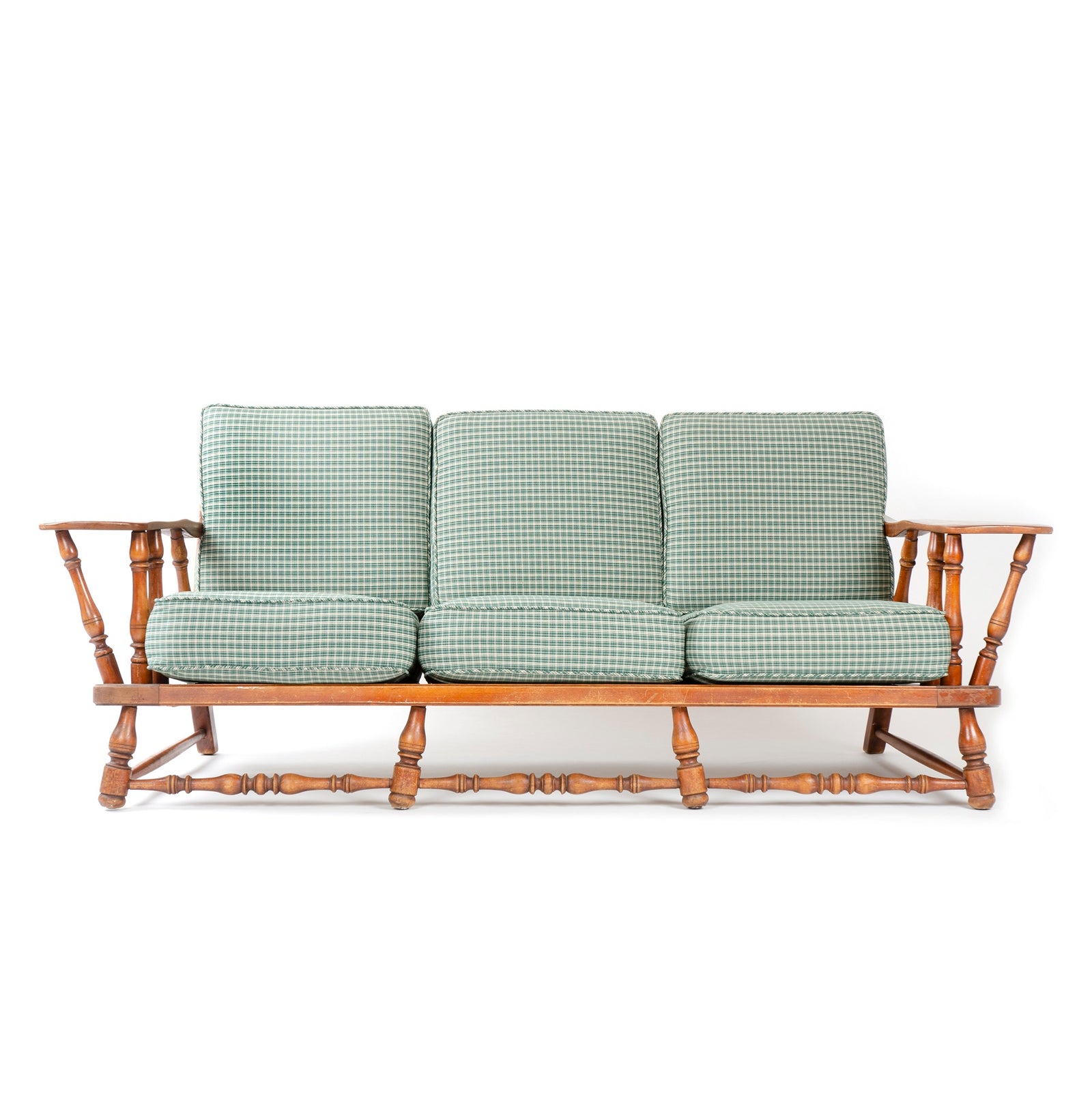 American Craftsman Birch Frame Sofa with Spring Cushions from USA, 1930s