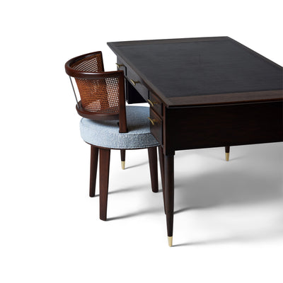 Walnut Desk with Drawers and Inset Leather Top by Edward Wormley for Dunbar, 1960s