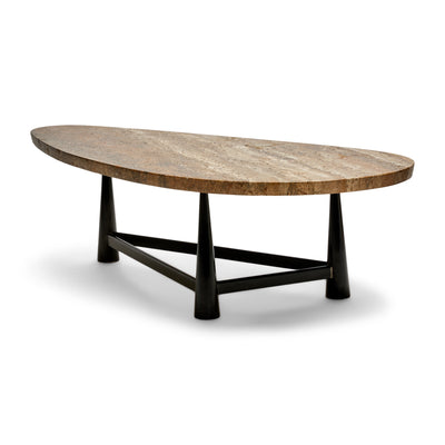 Travertine Biomorphic Top Cocktail Table Model 5218 by Edward Wormley for Dunbar, 1952