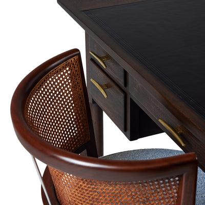 Walnut Desk with Drawers and Inset Leather Top by Edward Wormley for Dunbar, 1960s